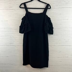 Drew NWT Black Split Back Square Neckline Ruffle Sleeve Dress Size S